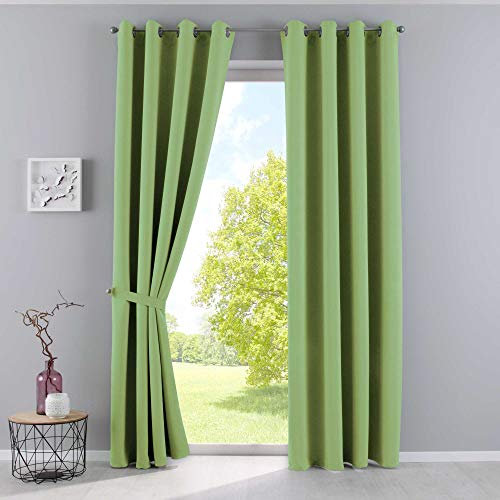 Gardinenbox Vorhänge Blickdicht »Newyork« Grün HxB 245x140 cm 2er-Pack Thermo-Gardinen Verdunkelungsvorhang Blackout Ösen schalldämmend ÖKOTEX UV-Schutz Raffhalter, 201920600-2