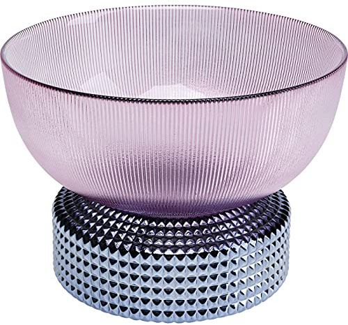 Kare Design Vase Marvelous Duo, Blau/Rot, 28cm Durchmesser, Handgefertigt, Glasvase mit Strukturmix, Schale für Obst, Unikat, Glas