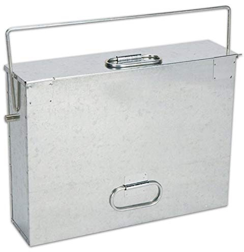 Metal Hot Ash Bucket with Lid Fireplace Fireside Storage Tidy Carrier Bin Box (Galvanised)