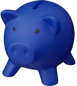 Makito Sparschwein aus PVC mit weichem Körper in lebendigen Farben, Spardose für Kinder, leicht und robust, mit Deckel, Blau