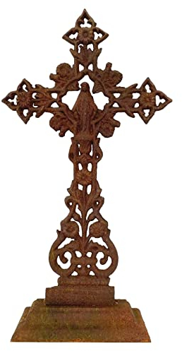 aubaho Kreuz Standkreuz Kruzifix Kirche Altar Glaubenskreuz Eisen Rost 64cm Antik-Stil
