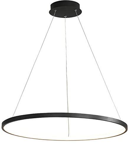 Serin-Eletro Dimmbar LED-Pendelleuchten mit Fernsteuerung Modern Pendellampe Schwarz Rund Ring Höhenverstellbar Decken-Hängeleuchte für Wohnzimmer Esszimmer office Cafe Beleuchtung,φ80CM