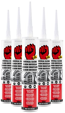 BigDean by Beorol 5x Universal Silikon weiß - Premium Bausilikon Dichtmasse Silikonkartusche Dichtstoff für Innen & Außen - UV- & witterungsbeständig - Kartusche, 280 ml, Silikondichtmasse