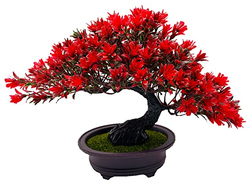 Fycooler Artificial Bonsai Tree Realistic Artificial Japanese Juniper Tree Fake Plants - Decorative Artificial Trees Faux Plants Potted for Home Office Book Shelf Farmhouse Bedroom Living Room Decor