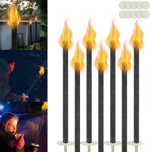 Aufun torches 25 pièces de cire naturelle de haute qualité, durée de combustion 100 minutes avec 25x protection des mains, torches de cire pour Pâques, le Nouvel An et les randonnées nocturnes
