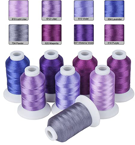 Simthread Lila Stickgarn, 8 Brother Farben, 40 W, 100 % Polyester für Brother, Babylock, Janome, Singer, Pfaff, Husqvarna, Bernina Maschine
