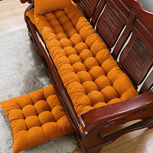 8 cm dickes Bankkissen, 2/3-Sitzer, für drinnen und draußen, 80/100/120 cm, Gartenbankkissen, Sitzkissen für Zuhause, Chaisel, Schaukel, Terrasse (140 x 50 cm, Orange)