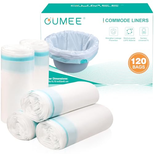 OUMEE 120 Stück Toiletteneinlagen, Einlagen für Nachttisch-Kommode, tragbare Töpfcheneinlagen für Erwachsene, Toilettenstuhl, Nachttisch-WC-Einlagen, Einweg-Toilettenbeutel, Camping-Gelbeutel für | Tragbare Töpfcheneinlagen für Erwachsene, Toiletteneinlagen, tragbare Toilettenbeutel für Toilettenstuhl