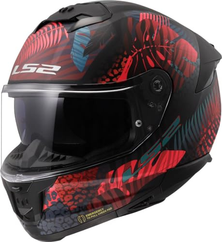LS2, Integraler Motorradhelm STREAM II JUNGLE Matt Black Pink Blue, S