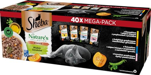 Sheba Sachet Nature's Collection Geschmacksauswahl – komplettes Nassfutter für ausgewachsene Katzen in Soße 40x85g