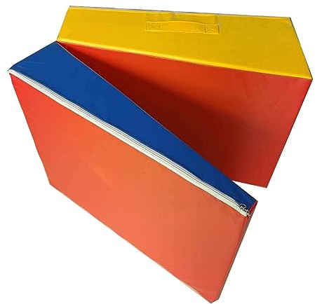 Zusammenklappbar Gymnastikmatte Mit Neigung, Kinder Gymnastikmatte Mit Tragegriff, Keil-Käse Geschicklichkeit Gestalten Tumbling-Matten Für Kinderspiele Heimtraining Aerobic ( Farbe : Rosso , Größe :