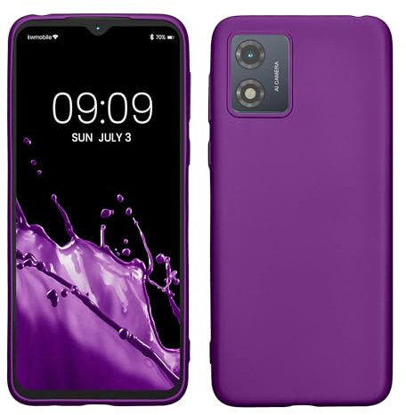 kwmobile Funda para Motorola Moto E13 Carcasa - Case TPU y Silicona Ultrafino - Antigolpes con Bordes elevados - Apto Carga inalámbrica - Morado Metalizado