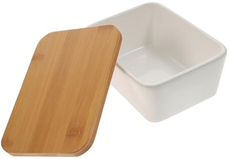 Ciieeo 1 Stück Karton Butterdose Aus Keramik Butterbehälter Auf Der Arbeitsplatte Obst Platte Japanische Schüssel Töpferbutterbewahrer Butter Serviertablett Kühlschrank Holz Lebensmittel