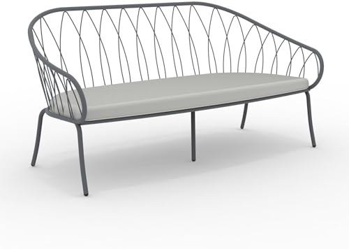 MONDO VIRO Gartensofa aus Metall Flora Sitzbank Lounge stapelbar 160 x 78 cm 75h (Antikgrau - Grau)