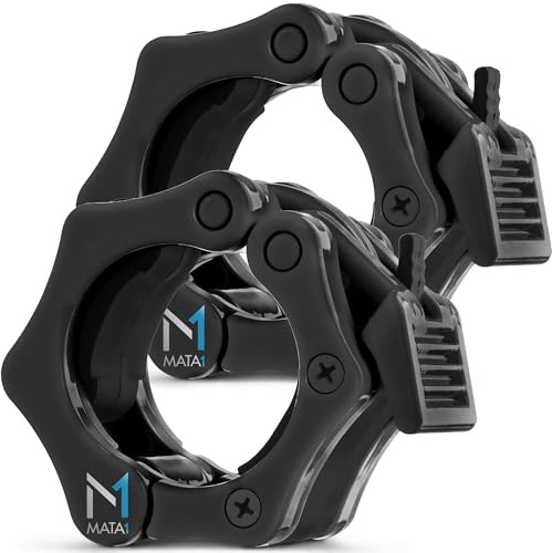 Mata1 Premium Olympic Barbell Clamps, Ultimate Locking Weight Clips for Weightlifting & Bodybuilding Training, Standard 2 / 5 cm Barbell Collars w/Quick-Release Mechanism
