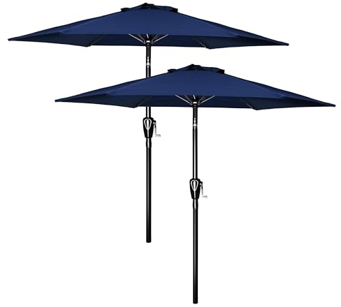 Simple Deluxe 2.28M Patio Umbrella Outdoor Table Market Yard Umbrella with Push Button Tilt/Crank, 6 Sturdy Ribs for Garden, Deck, Backyard, Pool