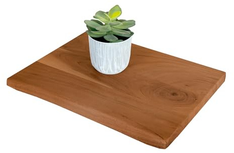 SAM Holzplatte Arya 40x30 cm, Akazie nussbaum, einseitige Baumkante | Holzbrett massiv, nussbaumfarben, Baumkanten-Platte für Heimwerker, Regale & Fensterbretter