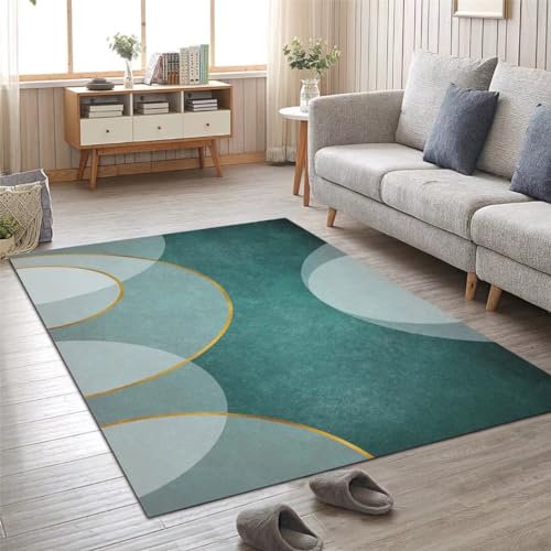 Kunsen 50X80CM Flokati Teppich Abstrakter Stil, modisch und minimalistisch, waschbar, rutschfest, fleckfest und niedrig nach unten Teppich Für Flur grün Dekorativer Teppich Kinder Teppich Mädchen