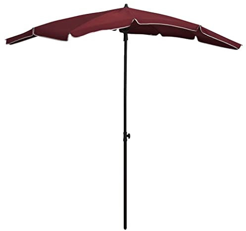 THOYTOUI Sonnenschirm, Fischerschirm Angelschirm Angelzelte Fishing umbrella Geeignet für Terrasse Veranda Balkon Garten mit Mast 200x130 cm Bordeauxrot