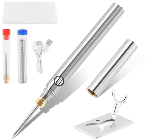 Kit de fer à souder sans fil 1100 mAh 5 V 15 W rechargeable par USB, fer à souder portable avec température réglable et contrôle de température stable, pour bijoux, électronique, maison, bricolage