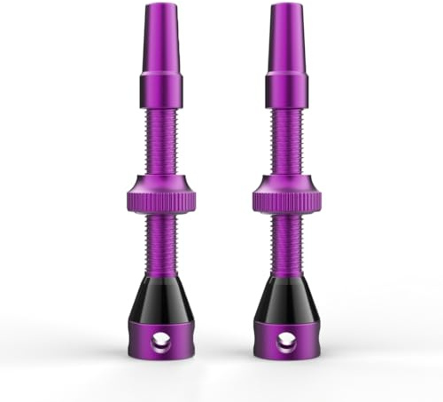Shredr. Tubeless Valve Set, Purple, Presta Valves for Tubeless Tyres, Super Light Aluminium, Anodised Pink, French Valve, 44 mm for Normal Tubeless Rims