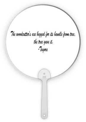 no/no Qoutes Healing Sentences Woodcutten Axe Tree Plastic Round Handheld Fan Decorations Craft