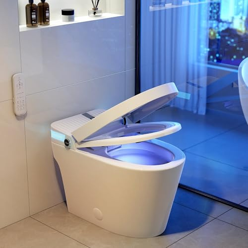 homary Toilettes intelligentes avec bidet intégré, siège de bidet chauffant, chasse automatique et couvercle à fermeture douce, style japonais hygiénique avec écran LED et télécommande - WY376168WA