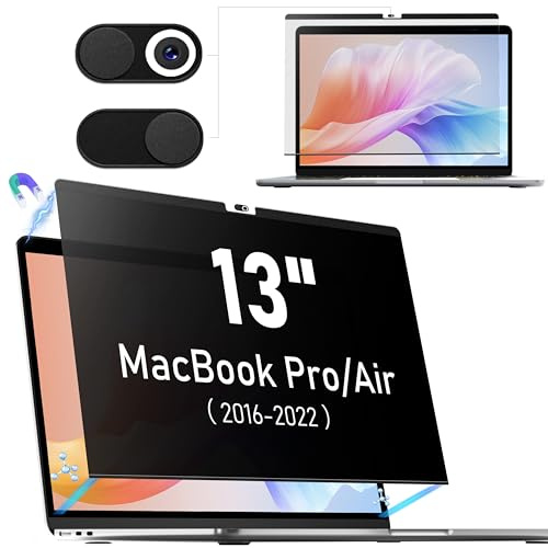 Filtre de Confidentialité Magnétique pour MacBook Pro 13 Pouces (2016-2022, M1, M2) et MacBook Air 13 Pouces (2018-2021, M1) - Filtre Écran Amovible Anti-Espion et Anti-Lumière Bleue 13.3 Pouces