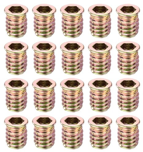 sourcing map 30Pcs Threaded Inserts, 5/16-18x43/64 Zinc Alloy Hex Socket Drive Screw-in Nut Threaded Inserts Furniture Bolt Fastener Connector for Wood Working Tool and Accessories
