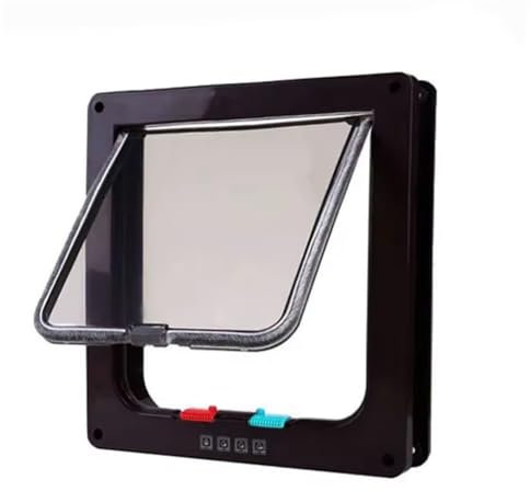 Rfeeuubft Dog Cat Flap Door with 4 Way Security Lock Flap Door for Dog Cats Kitten ABS Plastic Small Pet Gate Door Cat Dogs
