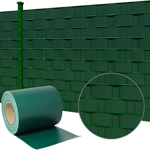 FERRAMENTA BONIFAZIO Rete Telo Frangivista in PVC per Recinzione da Giardino Colore Verde da - 450 g/m² - 35m x 19cm - Strisce di Fissaggio Stuoia Oscuranti 100% Privacy per Rete a Doppia Sbarra