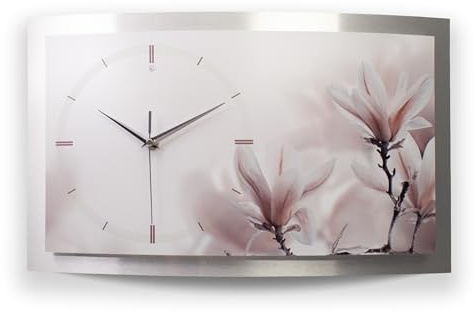 Kreative Feder „Orchidee Relax“ 3D Designer-Wanduhr mit leisem Uhrwerk – Handarbeit Made in Germany (WAA068, 50x30cm; leises Quarzuhrwerk)