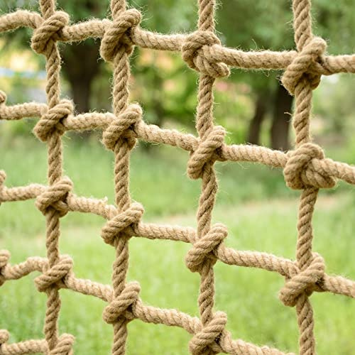 Hampa Repnät Används för Säkerhet och Dekoration, Repstege för Barn och Husdjur, Mångsidigt Repnät, Trädkoja Klättrande Barnsäkerhetsstege Balkongräcke(Size:1.5mx2m(4.9x6.5ft),Color:Square Mesh)