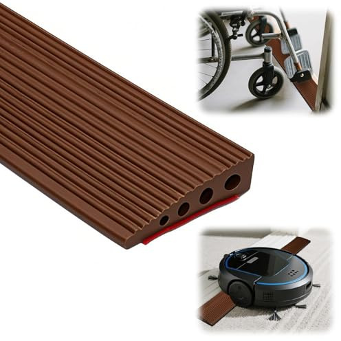 Türschwellenrampen, PVC Rollstuhlrampe, 100x8x2CM Schwellenrampe, rutschfeste Oberfläche, Gummirampe Auffahrrampe Schwellenrampe für Rollstuhl, Kinderwagen, Rollator oder e Scooter (Gelb Braun, 2)
