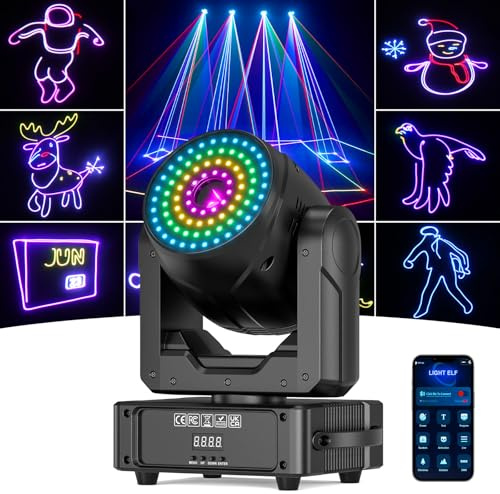 Moving Head LED 3D RGB Discolicht Partylicht mit Auto/App/DMX Bühnenlicht für Party Disco Hochzeit Club Bühne DIY Animation DJ Beleuchtung