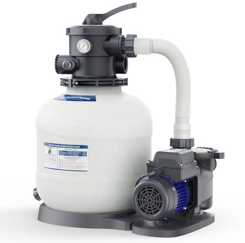 AQUASTRONG 14in Sand Filter Pump for Above Ground Pool with Timer, 2/3 HP Pool Pumps Above Ground 3000 GPH for Pools up to 13000 GAL, Pool Filter with 6-Way Valve, Improved Circulation and Filtration