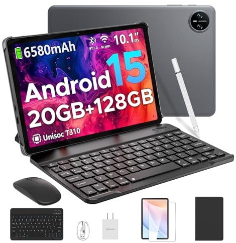 DOOGEE Tab A9 Pro Android 15 Tablette avec Clavier, Tablette 10 Pouces 20GB+128GB/2TB Expand,Quad Core,Batterie 6580mAh,Tablette Tactile 1280x800 IPS HD,WiFi 5G,Double Haut-parleurs,Double Caméra