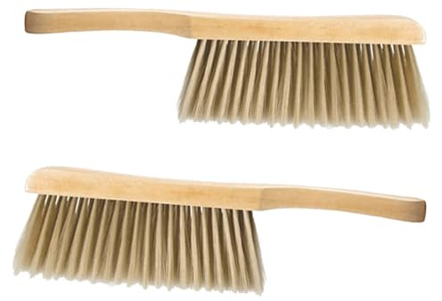 Beaupretty Soft Bristle Dusting Brush for Bed and Sofa, 2pcs Wood Handle Hand Brooms for Dust Cleaning and Soft Surface Duster, Bedroom and Home Cleaning Tool