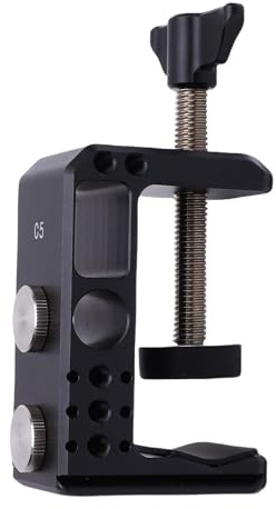 Denash Contano della Fotocamera per Morsetto C, Supporto per Scrivania in Lega di Alluminio con Fori di Localizzazione da 1/4 da 3/8 Pollici, Base di Rilascio Rapido da 38 Mm per