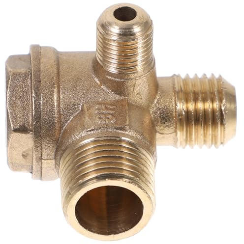 Veemoon Brass 3-Port Air Compressor Check Valve for Piston Pump, Corrosion Resistant Replacement Part, Pneumatic Tool Accessory for Efficient Air Compressor Operation