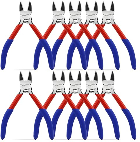 TOOLUTION Alicates de Corte Diagonal de 5 Pulgadas (13 cm) - Cortador de Alambre Lateral para Manualidades - Tenazas con Resorte y Corte al Ras para Joyería y Flores Artificiales, 10 Pack