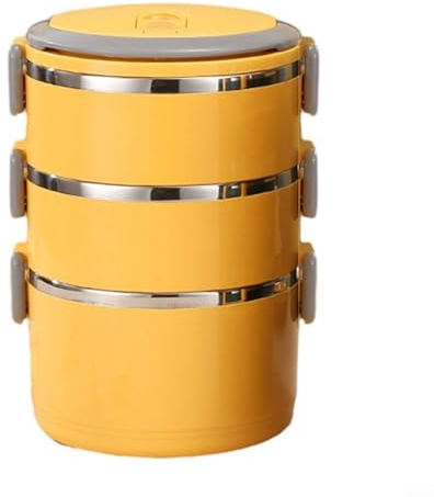 Gettimore Lonchera apilable aislada de acero inoxidable, contenedor de 3 capas a prueba de fugas para alimentos fríos y calientes, color rosa