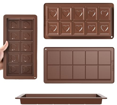 LYITZW 2 Piezas Molde Chocolate Profundo Silicona, Molde Tableta Chocolate Rectangular, Para Hacer Chocolate, Gelatina, Repostería Casera, DIY, Pastelería
