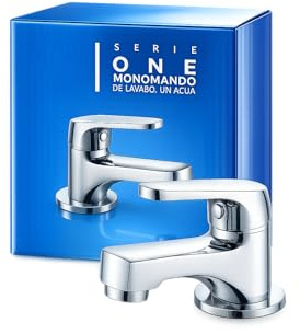 Grifo Monomando de Lavabo 1 Agua Cromado con Cartucho Ceramico 25 mm Grifo Compacto para Baño Lavamanos y Aseo Instalacion Facil FLUVIA