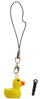 Miniblings Entchen Handyanhänger Handyschmuck Quietscheentchen Ente 2cm | Anhänger zum Kombinieren, in Berlin montiert, mit Gummi