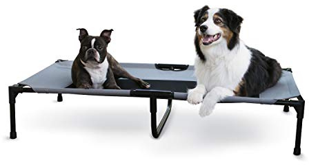 K&H Pet Products Erhöhtes Hundebett für den Außenbereich, atmungsaktiv, kühlend, erhöhtes Kinderbett, Hängematte für XL-Hunde, waschbarer Netzbezug, erhöhter Metallrahmen, zusammenklappbar, tragbar,