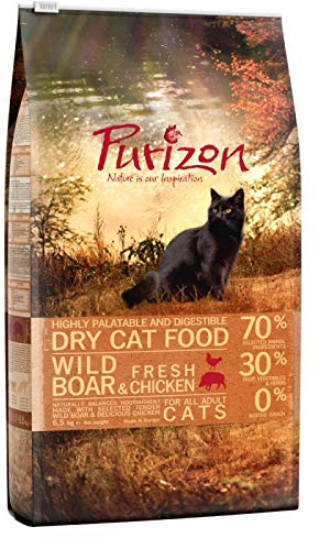 Purizon Original Wildschwein mit Huhn | Katzenfutter trocken | getreidefrei | 70% Fleisch, Fisch & weiteren tierischen Zutaten | hohe Akzeptanz | 2x6,5 KG