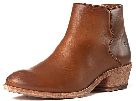 Frye Carson Piping Booties for Women Made from Soft Full-Grain Leather with Signature Western-Inspired Piping Detail and Supple Leather Lining – 4” Shaft Height, Caramel - Avalon - 9.5M