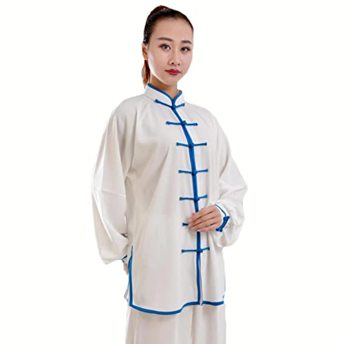 HFCY Costume/uniforme d'arts martiaux Tai Chi Kung Fu pour hommes et femmes, vêtements traditionnels chinois Wing Chun, blanc-XL