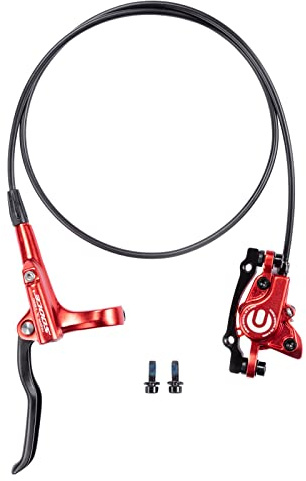 Cyclon MTB Hydraulic Disc Brakes Set, Black/Red Aluminum Alloy Hydraulic Brakes for Mountain Bike Left Front 1000mm Right Rear 1700mm Hydraulic Bicycle Brakes with is/PM Adapter Fit 160mm Rotor